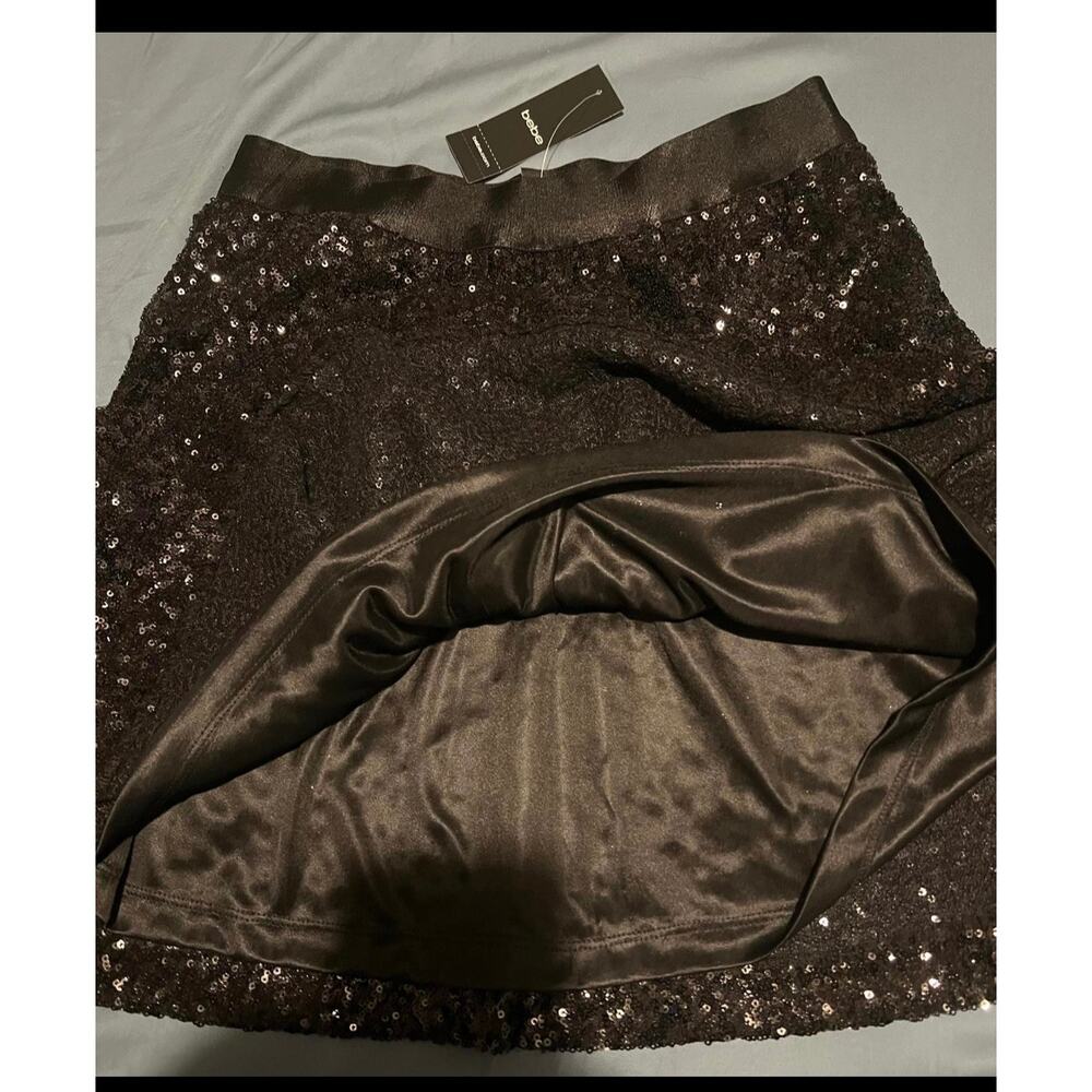 New Bebe black sequin cute party skirt size small - Picture 3 of 8
